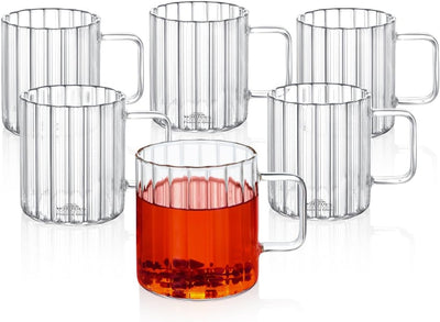 Wilmax Hitzebeständiger Glasbecher mit Henkel 550 ml 6er-Set aus Glas