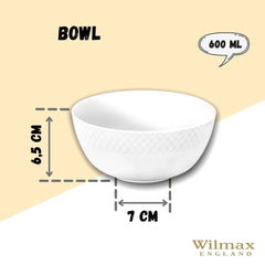 Wilmax Schüssel Weiß 14 cm – 600 ml – Hochwertiges Porzellan – WL-880120/A