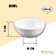 Wilmax Porzellanschale 1700 ml, Weiß, 2er Set, Ø20 cm WL-992564/A2