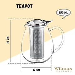 Wilmax Teekanne aus Glas mit Filter 850 ml WL-888802/A