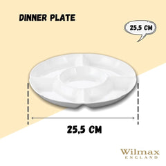 Wilmax Porzellan-Servierteller, 4-geteilt, rund, 25,5 cm, WL-992019/A