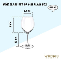 Wilmax Weinglas Set 6-teilig Kristallglas 490 ml – WL-888010/6A