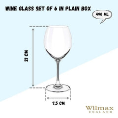 Wilmax Weinglas Set 6-teilig Kristallglas 490 ml – WL-888010/6A
