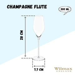 Wilmax Champagnergläser 2er-Set 300 ml, Glas Kristallin WL-888104/2C
