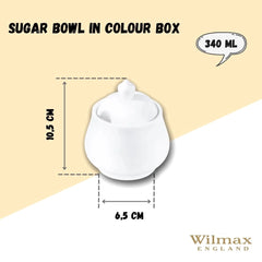 Wilmax Zuckerschüssel – 340 ml – Weißes Porzellan – Klassisches Design – WL-995019/1C