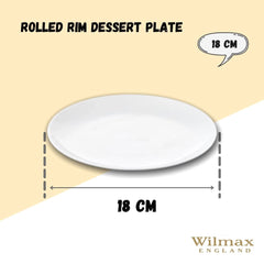 Wilmax Dessertteller Weiß 18 cm – Klassischer Teller mit Rollrand – WL-991012/A