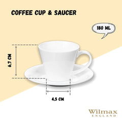 Wilmax Tee Tassen & Untertassen Set 2-teilig 180 ml Porzellan WL-993004/2C