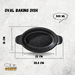 Wilmax - Ovale Auflaufform - 28 x 16 cm - Schwarz - WL-661146/A