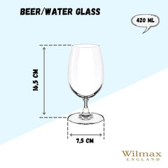 Wilmax England Biertassen-Set, 6-teilig, 420 ml, Glas, WL-888026/6A
