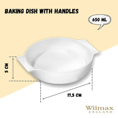 Wilmax Auflaufform mit Griffen, Weiß, 650 ml, 20.5 x 17 cm – WL‑997021