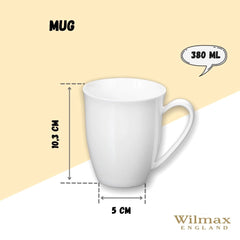 Wilmax  Porzellan Kaffeetassen Set 4er 380ml Weiß Modernes Kaffeebecher Set WL-993014/A4