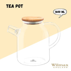 Wilmax England Teekanne, 1600 ml, Borosilikatglas, WL-888811/A