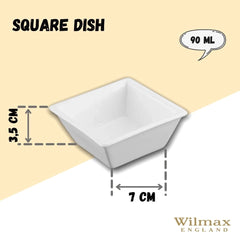 Wilmax Quadratische Schale 7,5 cm Porzellan für Dips & Beilagen WL-992546/A