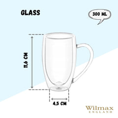 Wilmax Doppelwandiger Glasbecher 300 ml hitzebeständig WL-888740/A