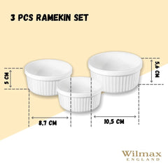 Wilmax Ramekin Set – 3-teilig – Backofenfeste Schalen – Weiß – WL-996122/3C