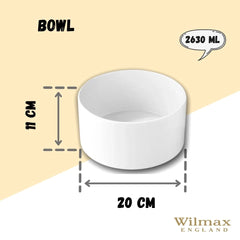 Wilmax Runde Porzellanschüssel, 20 cm, 2630 ml, WL-992748/A