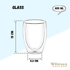Wilmax Doppelwandiges Thermoglas, 400 ml, hitzebeständig – WL-888734/A