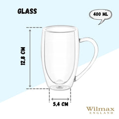 Wilmax Doppelwandiger Thermoglas-Becher, 400 ml, WL-888741/A
