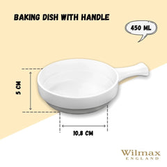 Wilmax Auflaufform mit Griff – 450 ml – Hitzebeständig & Ofenfest – Weiß – WL-997013/A