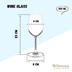 Wilmax Weinglas-Set 6-teilig 420 ml Kristallglas – WL-888013/6A