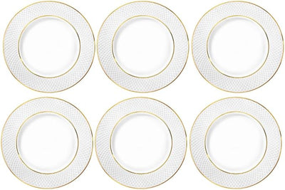 Wilmax Brotteller 15 cm 6er-Set Weiß mit Goldrand aus Porzellan