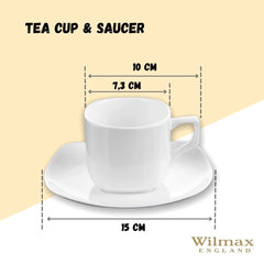 Wilmax Tee Tassen & Untertassen Set 6-teilig 200 ml Porzellan WL-993003/6C