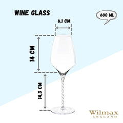 Wilmax Weinglas Set 600 ml, 2-teilig aus Glas-Kristallin – WL-888101/2C