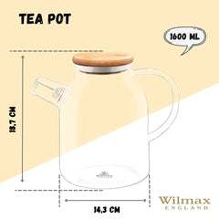 Wilmax England Teekanne, 1600 ml, Borosilikatglas, WL-888811/A