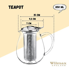 Wilmax Teekanne aus Glas mit Filter 850 ml WL-888802/A