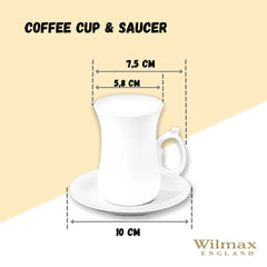 Wilmax Teetassen & Untertassen Set, 6er Set, Porzellan, WL-993087/6C