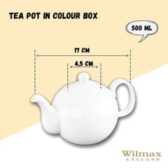 Wilmax Teekanne 500 ml aus Porzellan mit Filter, Olivia Kollektion WL-994018/1C