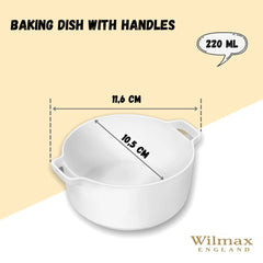Wilmax Backform mit Griffen, 220 ml, Porzellan, WL-997033/A