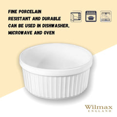 Wilmax Ramekin Weiß 12 x 5,5 cm – Schale für Desserts & Soufflés – WL-996136/A