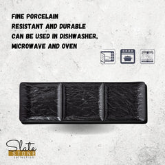 Wilmax Rechteckige Porzellanschale, 3-teilig, schwarz, 40,5 x 13 cm WL-661136/A2