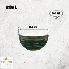 Wilmax Porzellan Schüssel, 3er Set,Spiral Kollektion, Grün, 600 ml – WL-669530/A3