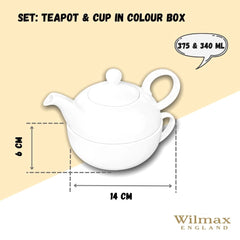 Wilmax Teekanne & Tasse Set aus Porzellan 375 ml & 340 ml WL-994048/1C