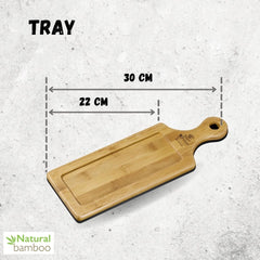 Wilmax Bambus Tablett 30 x 11 cm – Natürliches Bambus-Serviertablett WL-771005/A