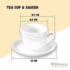 Wilmax Tee Tasse mit Untertasse 190 ml aus Porzellan – WL-993175/AB