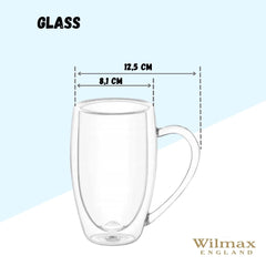 Wilmax Doppelwandiger Thermoglas-Becher, 400 ml, WL-888741/A