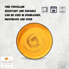 Wilmax Teller 23 cm – Runde Form mit hohem Rand – Spiral – Gelb – WL-669419/A2