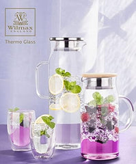 Wilmax Krug 1000 ml Thermoglas mit Edelstahl Deckel Transparent WL-888209/A