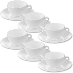 Wilmax Porzellan Kaffeetasse mit Untertasse 6-teilig Set 80 ml Weiß WL-993187/AB6