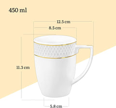Wilmax Tasse mit Goldlinien, 450 ml, 6er Set, WL-880102432/A6