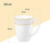 Wilmax Porzellan Becher mit Goldlinien, 320 ml, WL-880102431/A