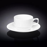 Wilmax Teetasse mit Untertasse 220 ml Weiß Porzellan WL-993008/AB