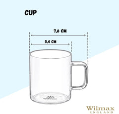 Wilmax Tassen 100 ml aus Borosilikatglas, 6er-Set WL-888602/A6
