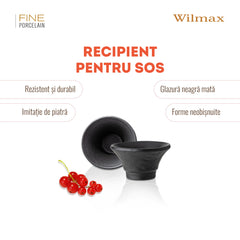 Wilmax Servierplatte und Saucenschale Set 4er Schwarz WL-661133/A2-WL-661134/A2