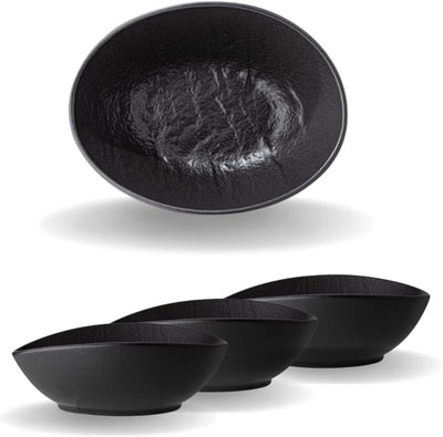 Wilmax Ovale Schale 19 x 15 x 6 cm 3er Set SlateStone Schwarz WL-661119/A3