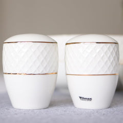 Wilmax Salz- & Pfefferstreuer Set mit Goldlinien – Weiß & Gold – WL-880102555/SP