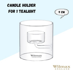 Wilmax Teelichthalter aus Glas für 1 Teelicht, 9 cm – WL-888904/A